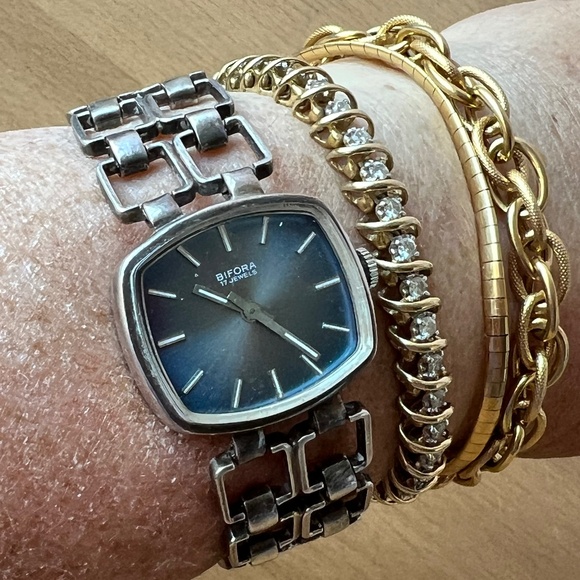 VINTAGE BIFORA 800 SILVER LADIES AUTOMATIC MECHANICAL WATCH UNIQUE BRACELET WORK main image 13